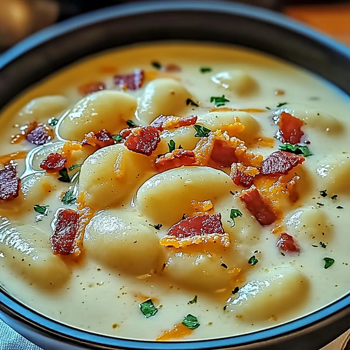 Bacon Cheddar Gnocchi Soup