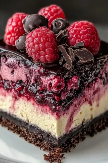 Dark Chocolate Raspberry Cheesecake
