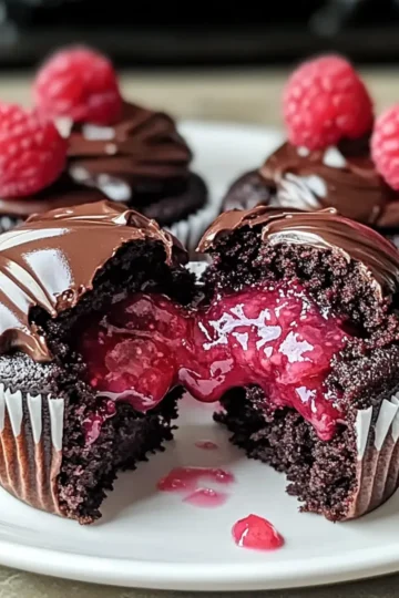 Raspberry Chocolate Lava Cupcakes