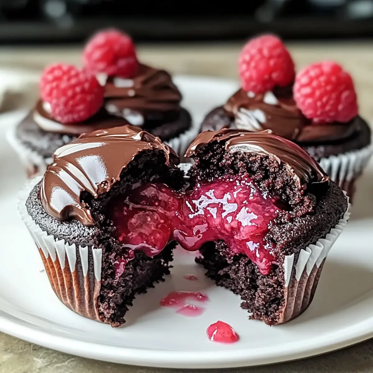 Raspberry Chocolate Lava Cupcakes