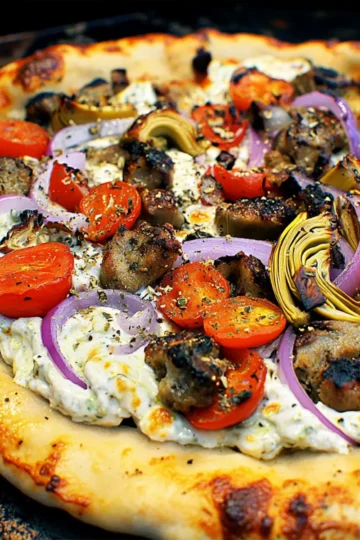Gyro Pizza Tzatziki Drizzle
