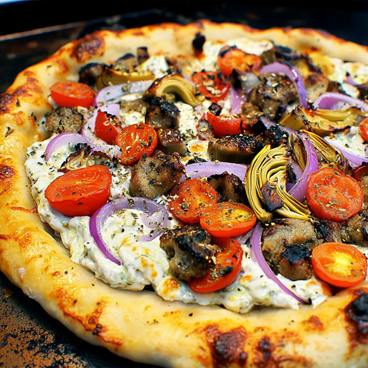 Gyro Pizza Tzatziki Drizzle