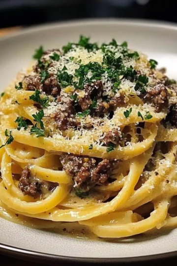 Creamy Parmesan Beef Linguine