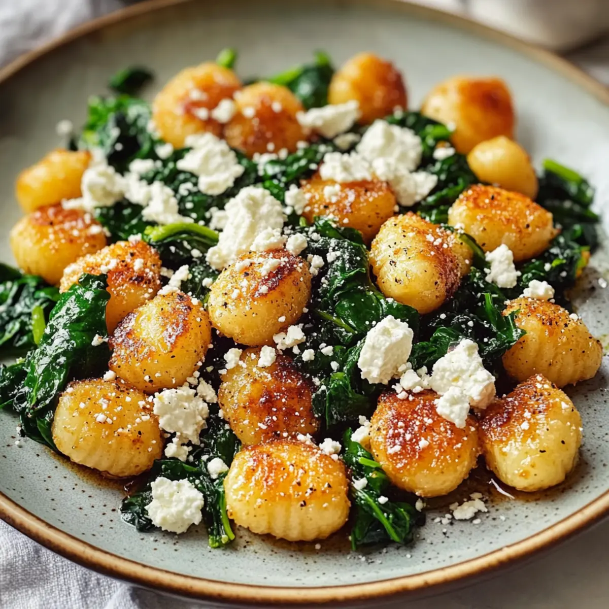 Crispy Gnocchi With Spinach And Feta