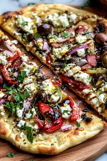 Roasted Red Pepper Hummus Flatbread