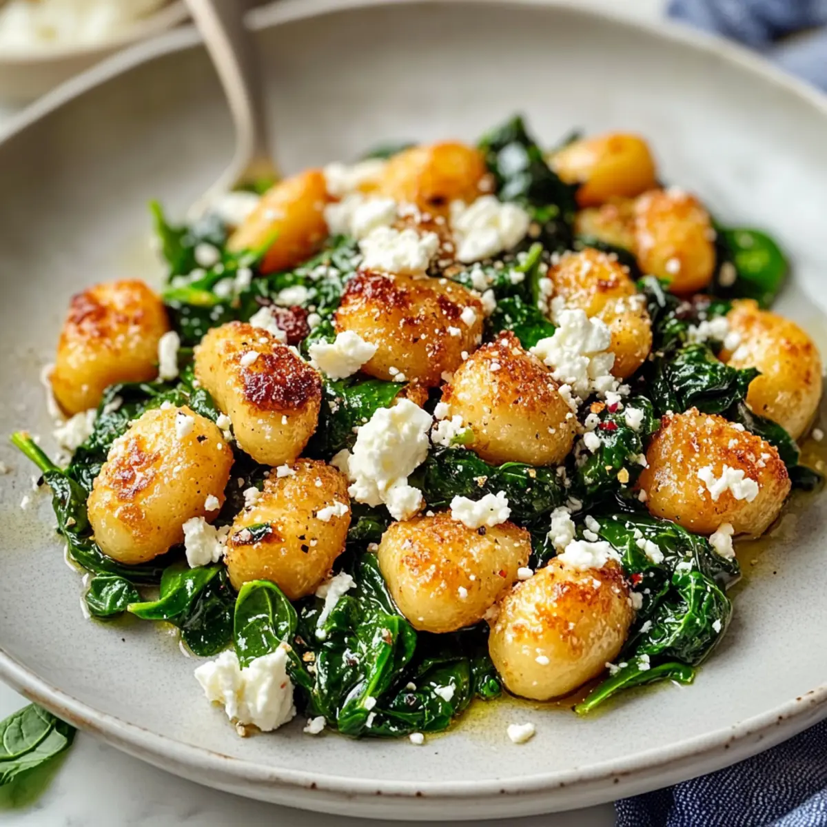 Crispy Gnocchi With Spinach And Feta