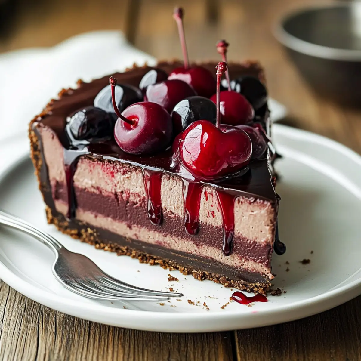 Dark Chocolate Cherry Cheesecake