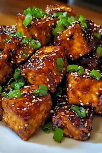 Crispy honey garlic tofu