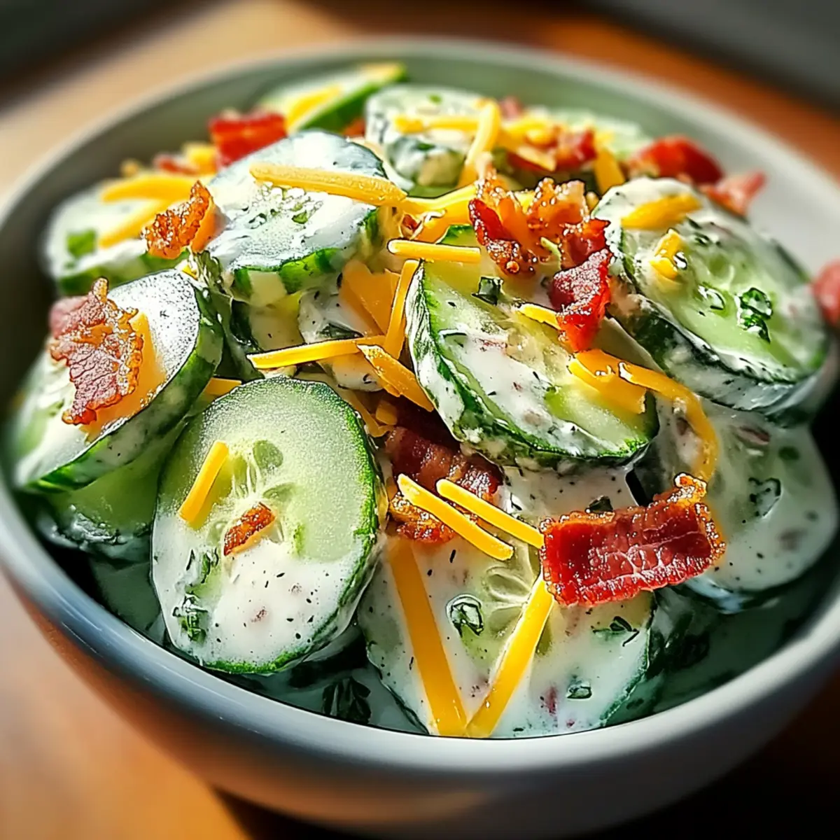 Cucumber Salad with Bacon and Cheese: Creamy Summer Delight 4 7aff4017 83f3 4c54 9c9a c9e34b938d08br pdq7gz