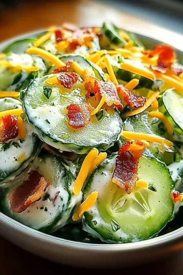 Cucumber Salad with Bacon and Cheese
