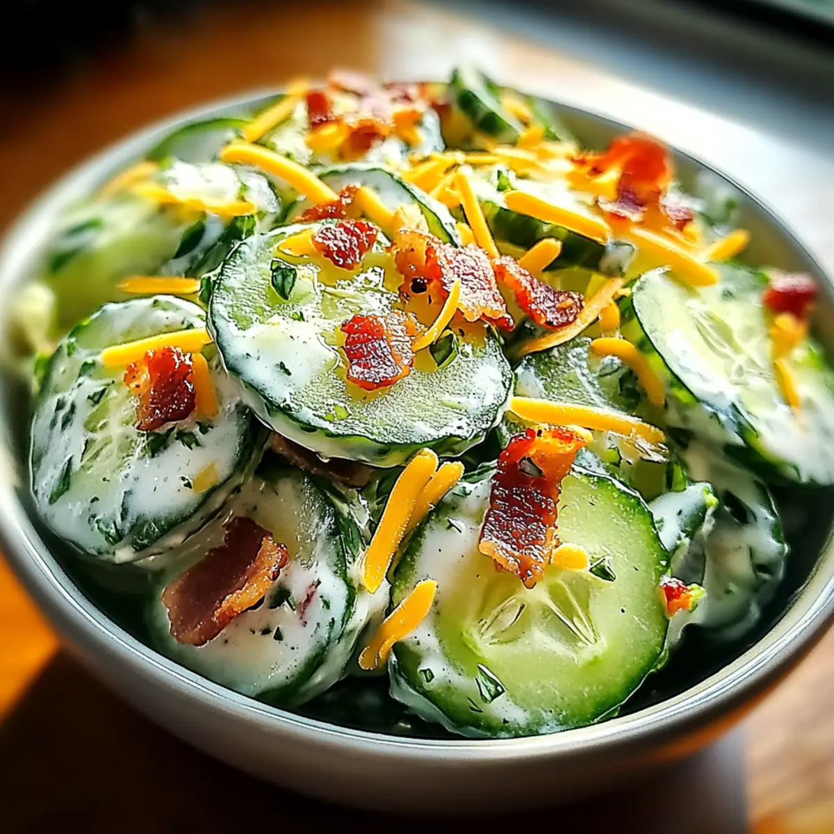 Cucumber Salad with Bacon and Cheese: Creamy Summer Delight 5 Cucumber Salad with Bacon and Cheese
