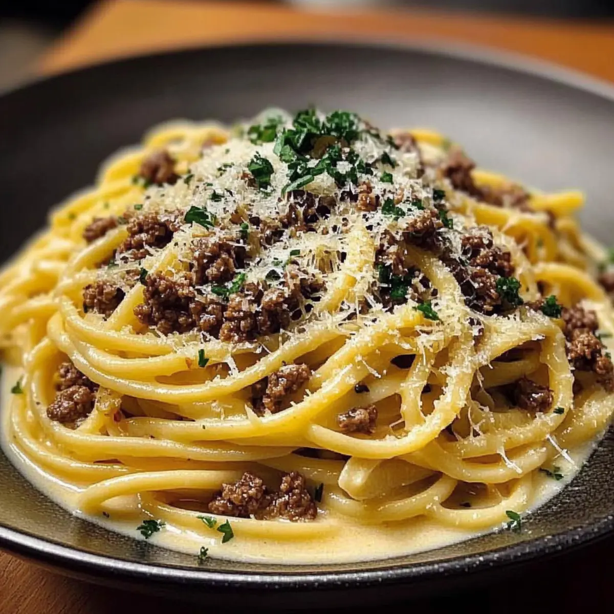 Creamy Parmesan Beef Linguine
