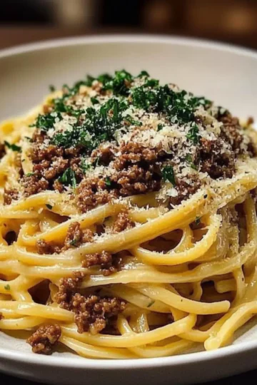 Creamy Parmesan Beef Linguine
