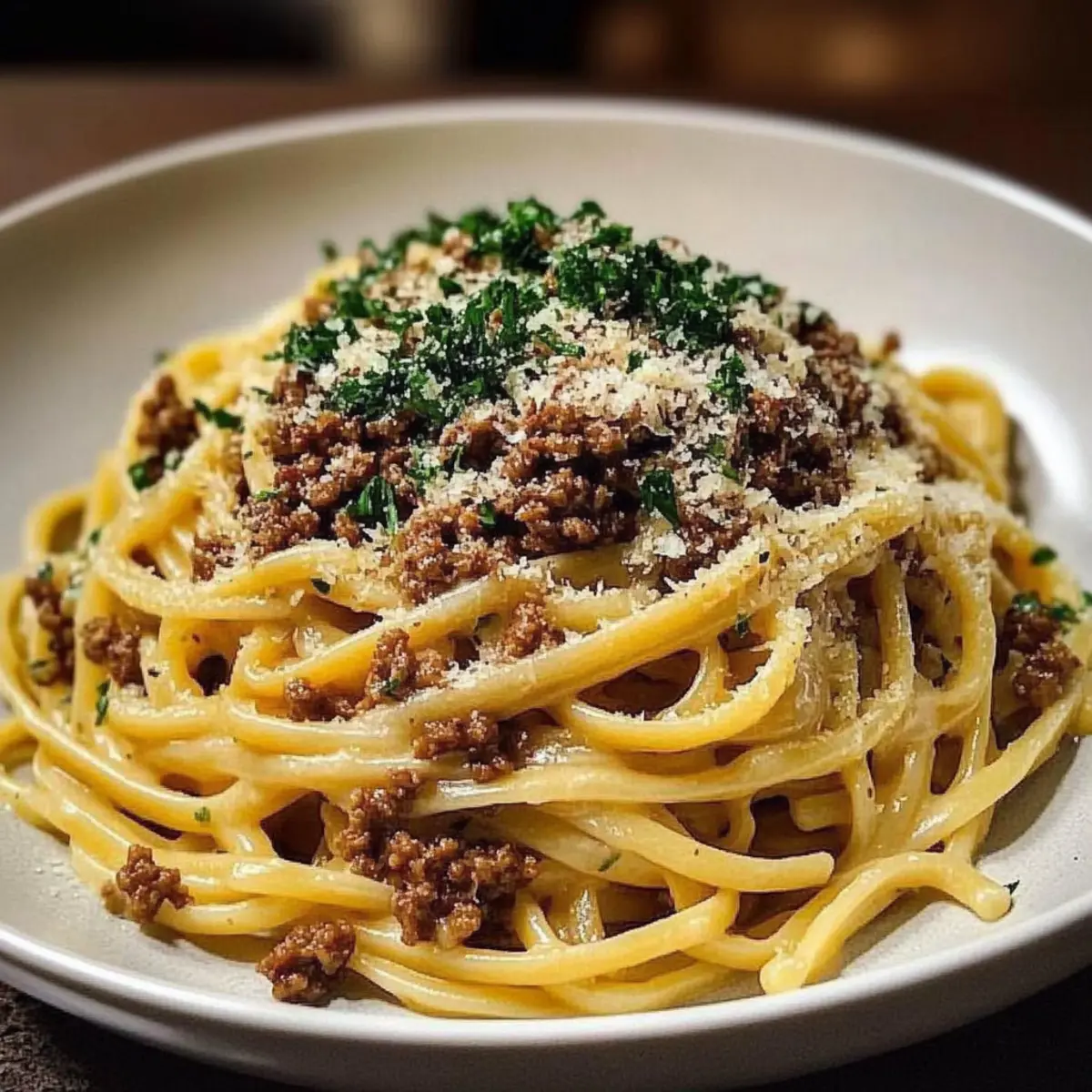 Creamy Parmesan Beef Linguine
