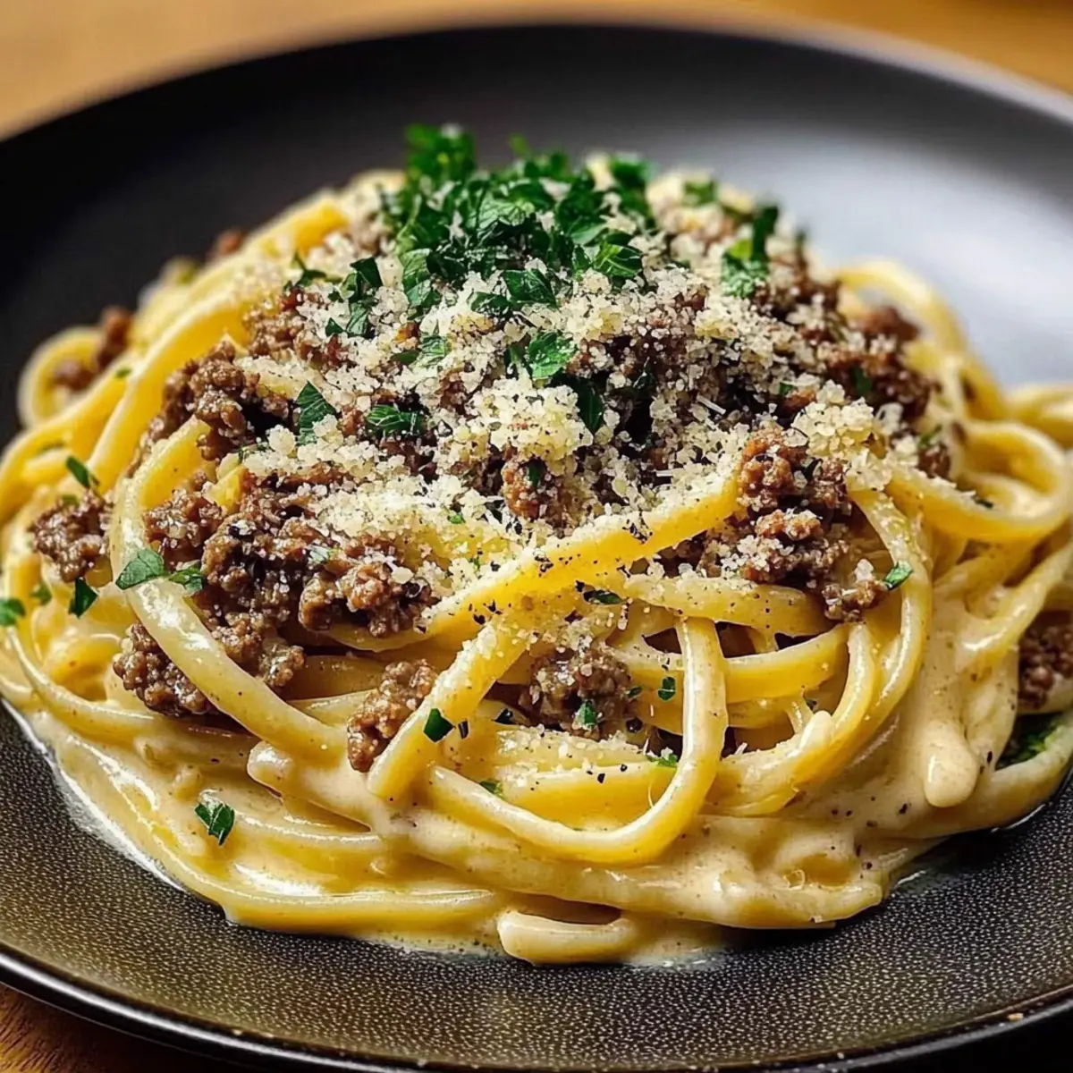 Creamy Parmesan Beef Linguine