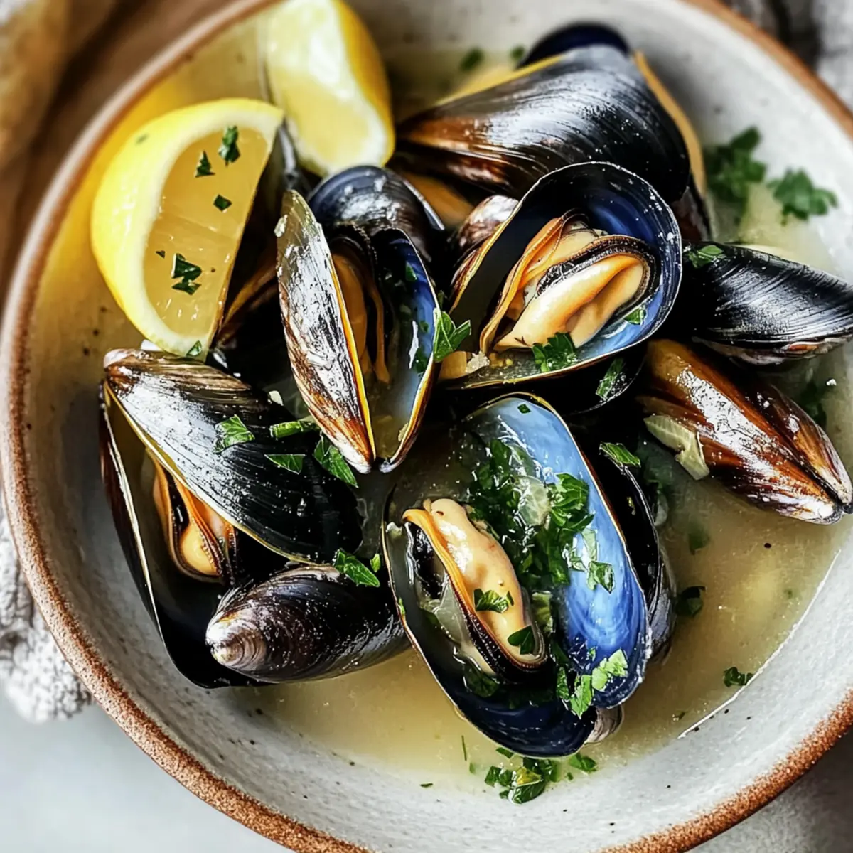 Steamed Mussels in White Wine & Lemon
