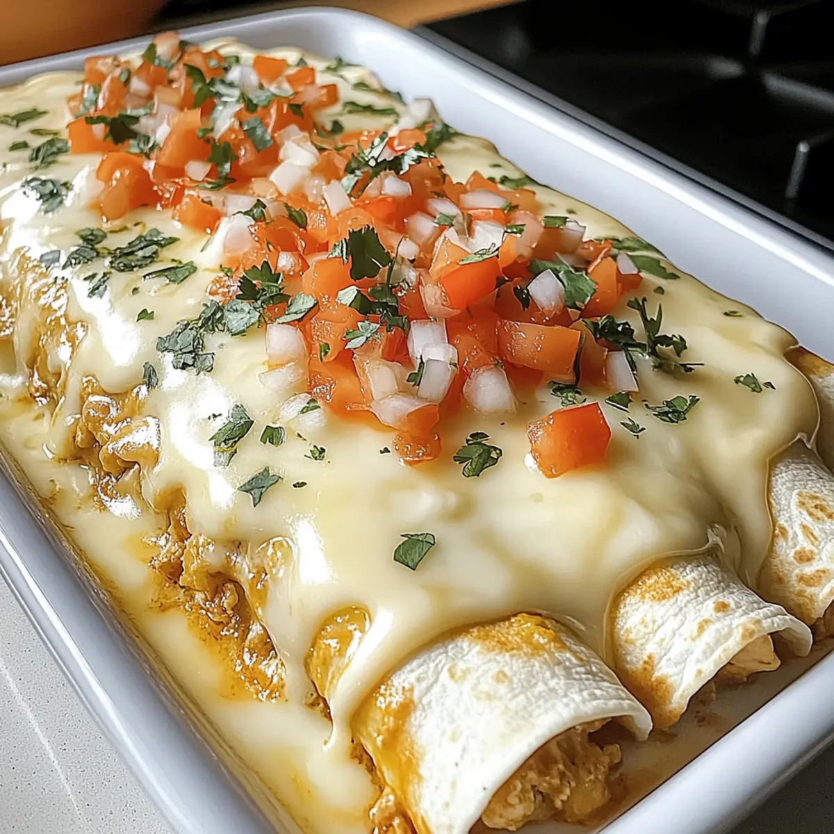 Creamy Queso Chicken Enchiladas