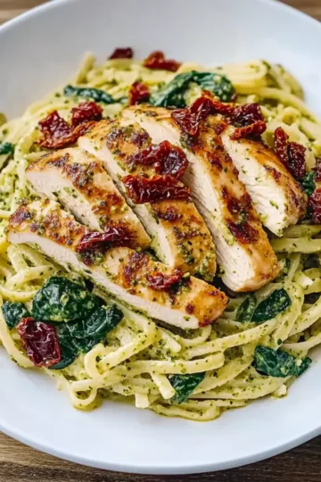 Creamy Chicken Pesto Pasta with Spinach