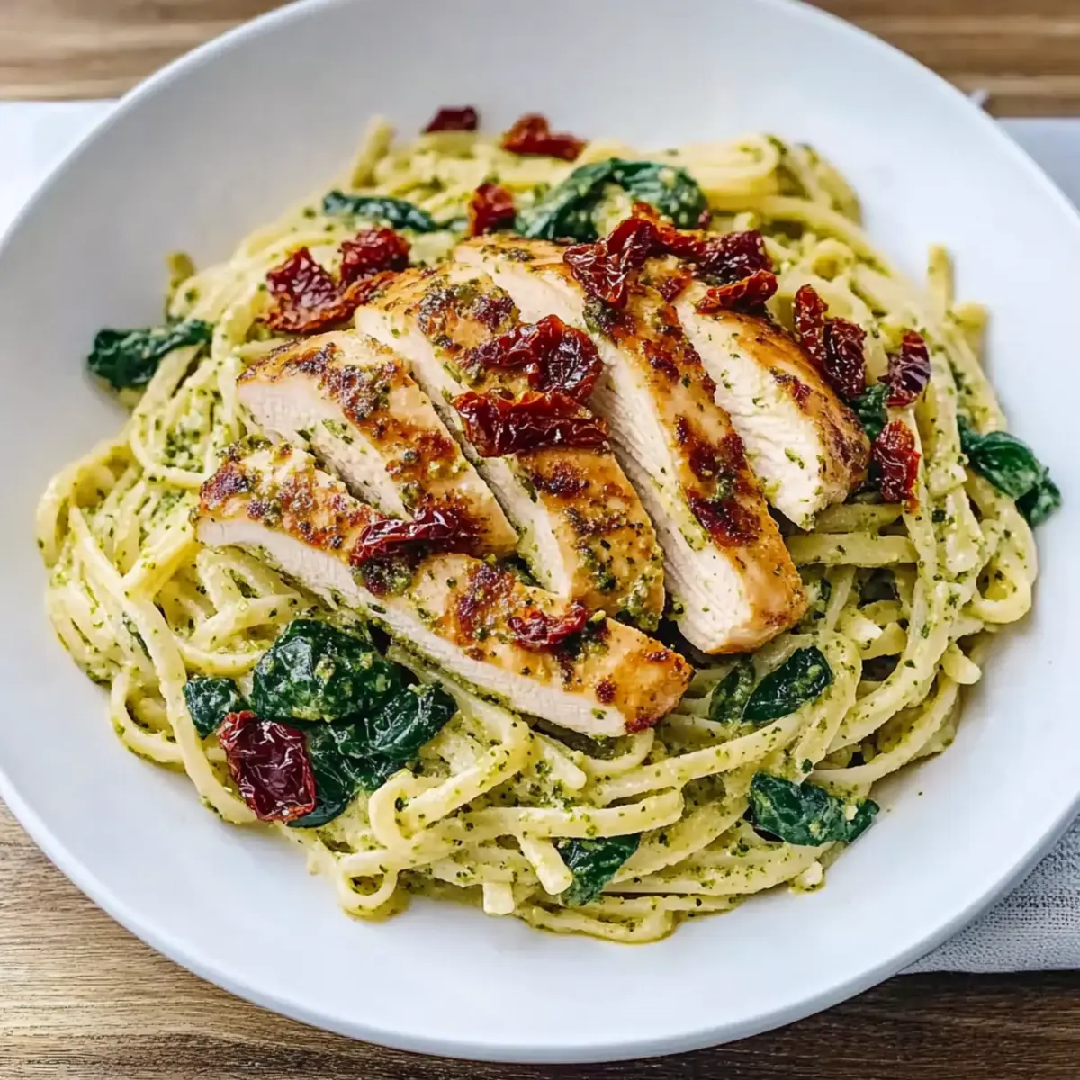 Creamy Chicken Pesto Pasta with Spinach