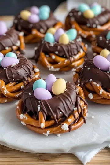 Chocolate-Covered Pretzel Nests