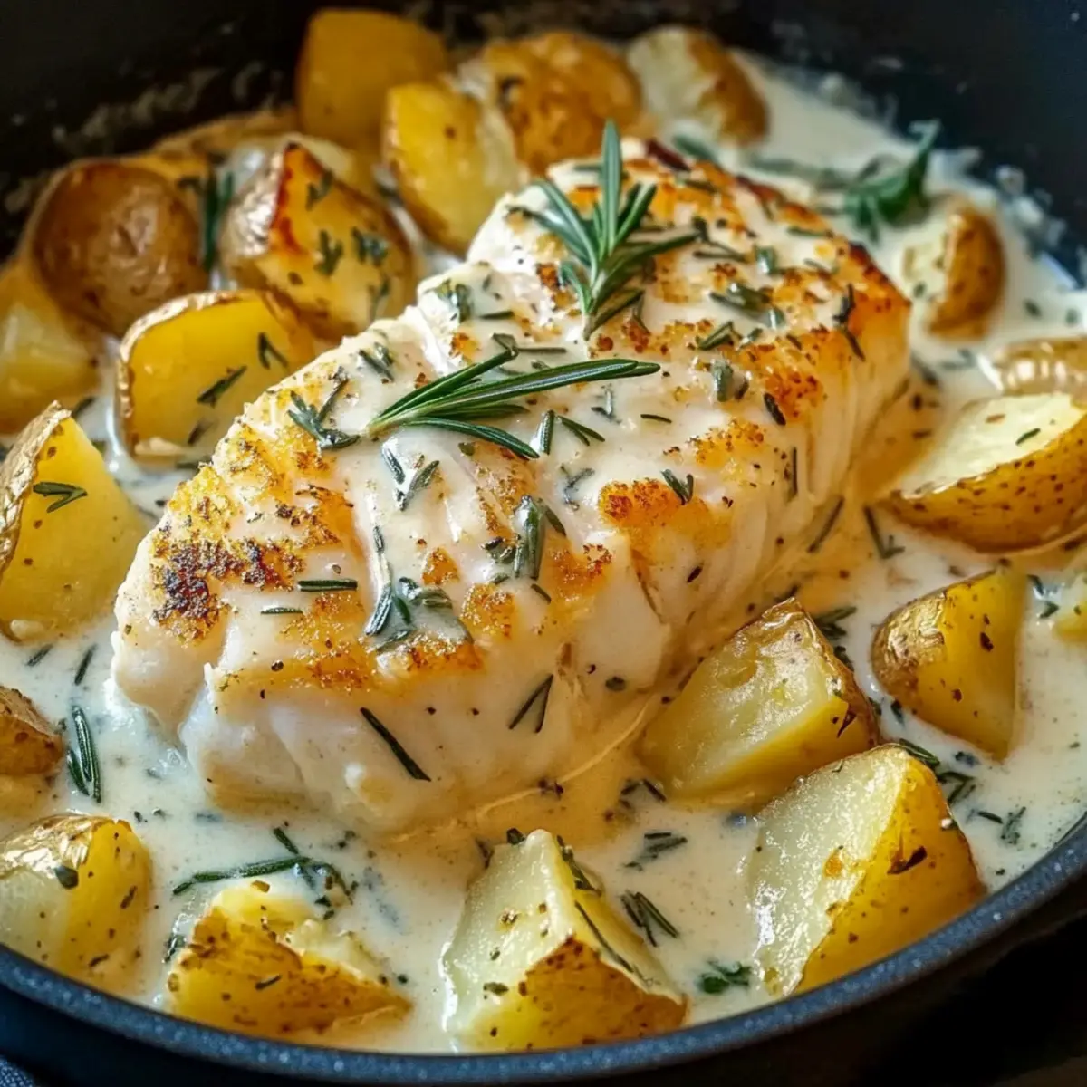 Savory Cod & Potatoes in Rosemary Cream Sauce Bliss 5 Cod & Potatoes in Rosemary Cream Sauce