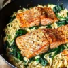 One Skillet Salmon with Lemon Orzo