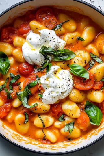 Creamy Tomato Gnocchi with Burrata