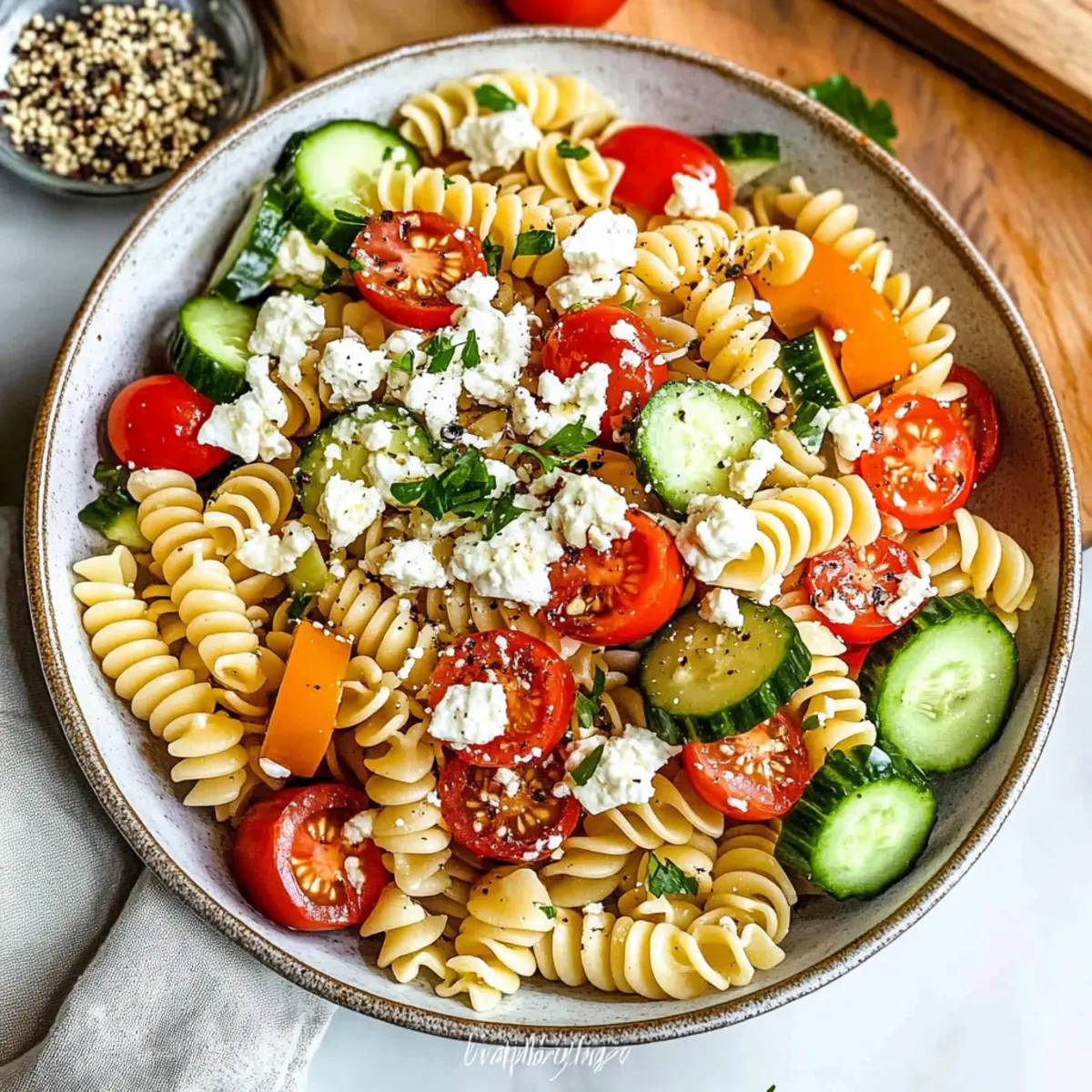Tantalizing Pasta Salad Loaded with Fresh Veggies and Feta 4 a6a3c33b 4652 45c6 b0b7 d53607ac2977 4 t5rkaw