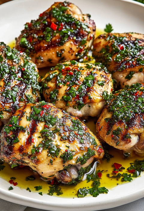 Grilled Chimichurri Chicken Thighs with Fresh Herbs
