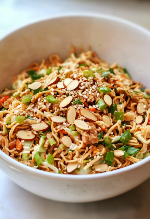 Asian Slaw Recipe with Crunchy Ramen Noodles