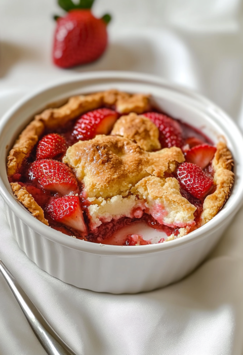 Strawberry Cobbler Recipe with Golden Crumb Topping Easy