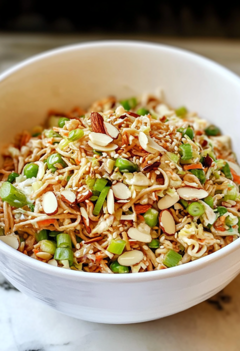 Easy Asian Slaw with Crunchy Ramen and Sesame Dressing