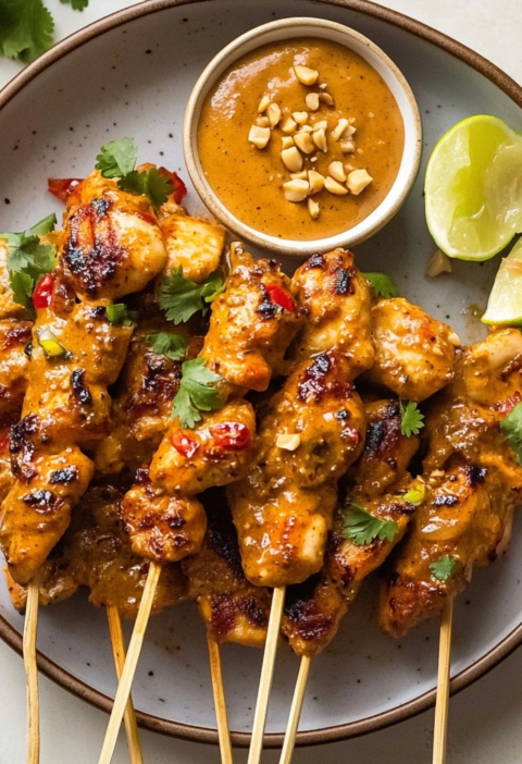 Chicken Satay with Creamy Peanut Sauce Recipe