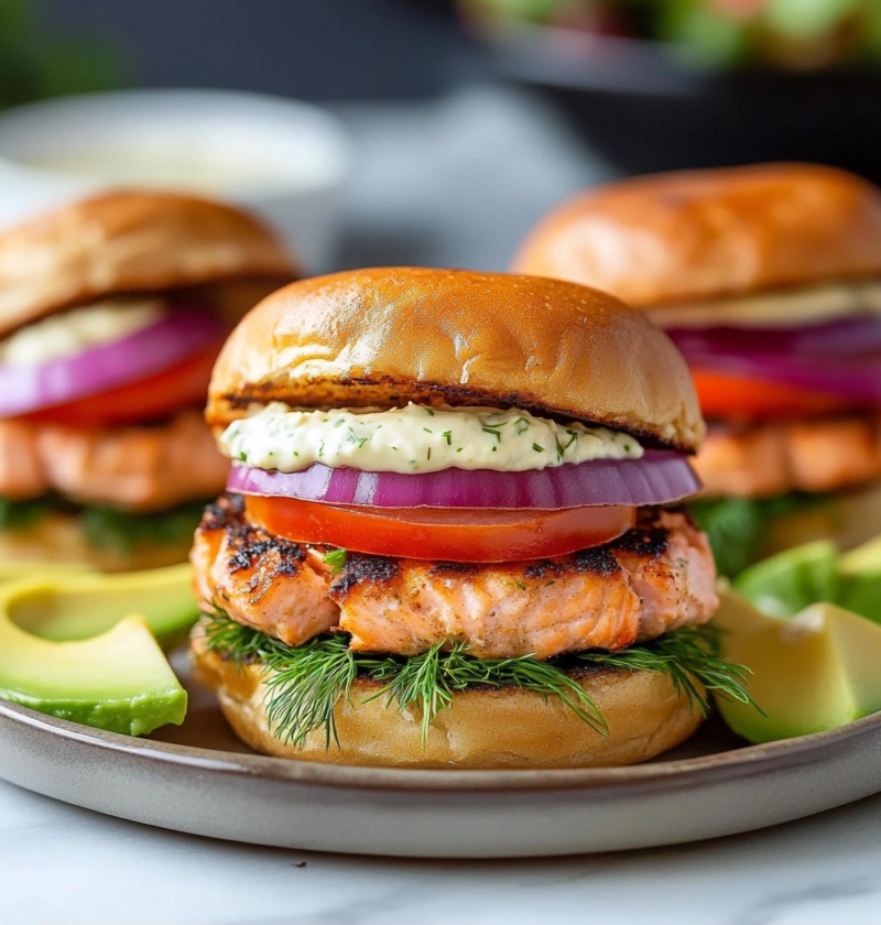 Grilled Salmon Burgers with Lemon Garlic Aioli Recipe 6 Grilled Salmon Burgers with Lemon Garlic Aioli Recipe