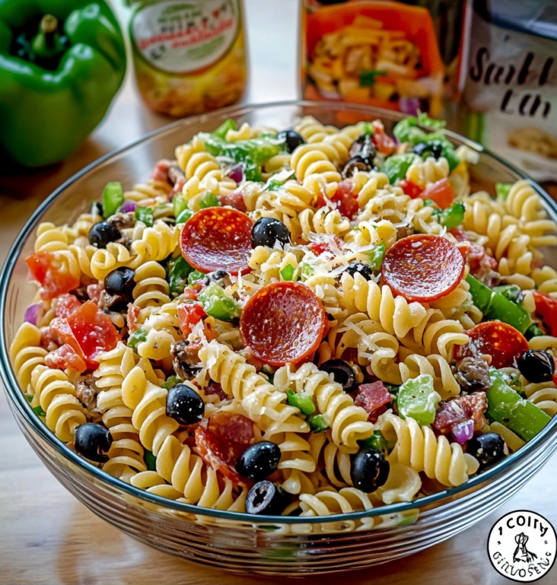 Pizza Pasta Salad Recipe for Summer Barbecue Gatherings 1 Pizza Pasta Salad Recipe for Summer Barbecue Gatherings