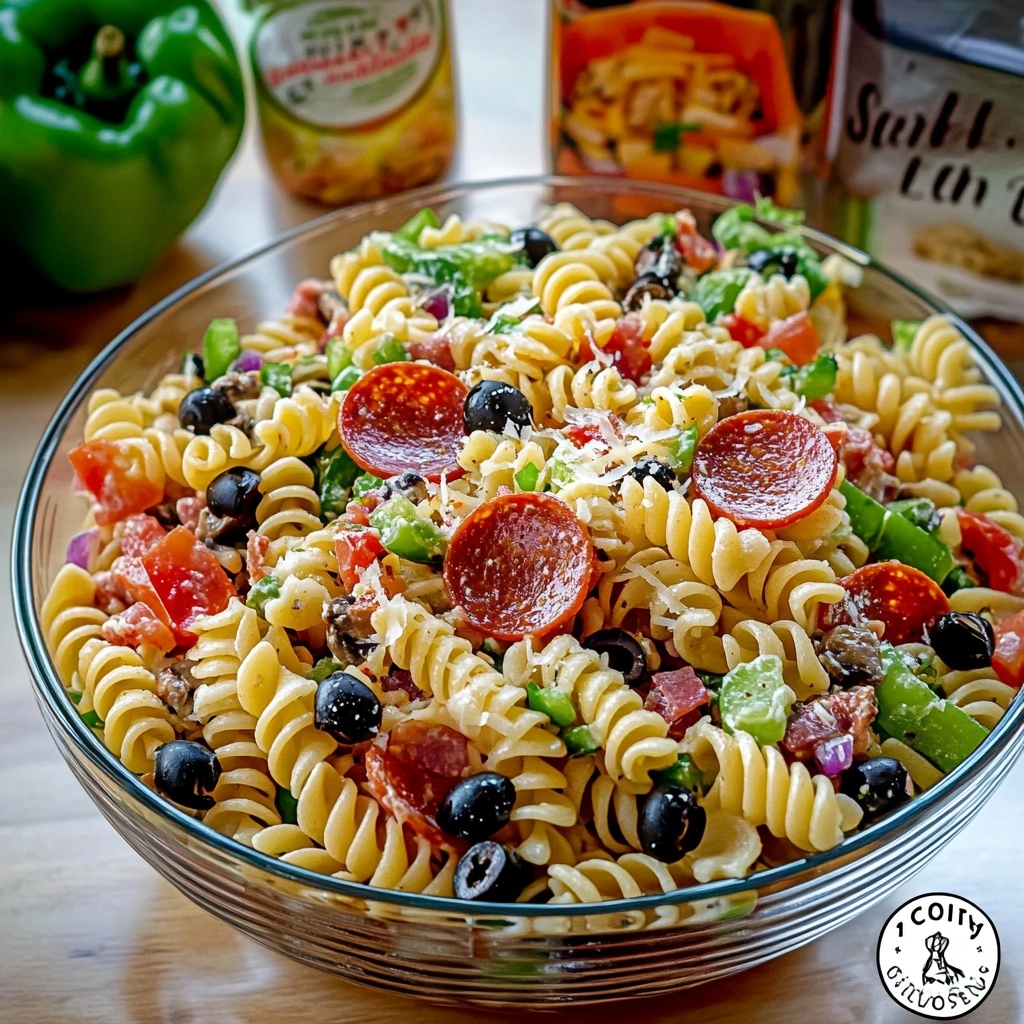 Pizza Pasta Salad Recipe for Summer Barbecue Gatherings 2 Pizza Pasta Salad Recipe for Summer Barbecue Gatherings