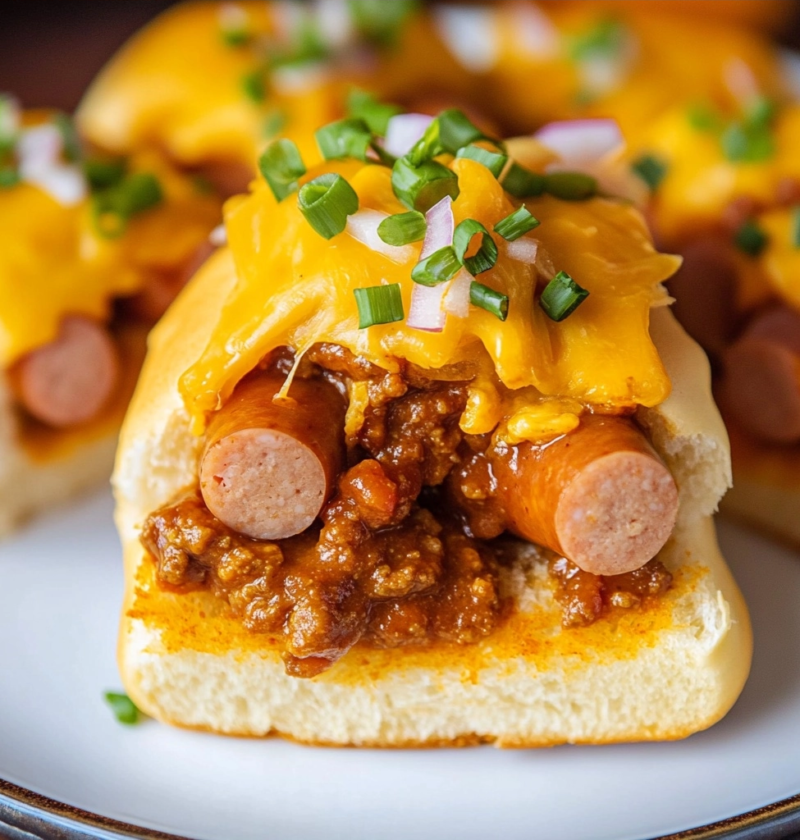 Chili Cheese Dog Sliders 2 Chili Cheese Dog Sliders