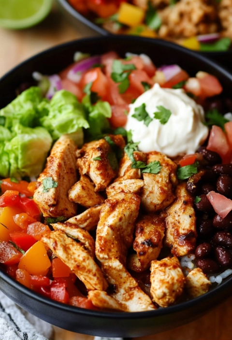 Chicken Fajita Burrito Bowls Recipe for Easy Dinners