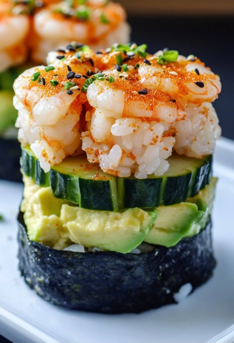 Shrimp Sushi Stacks Recipe for Quick Party Appetizers