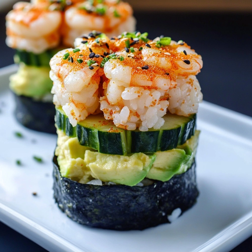 Shrimp Sushi Stacks Recipe for Quick Party Appetizers 2 Shrimp Sushi Stacks Recipe for Quick Party Appetizers